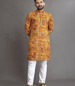 Multicolor printed cotton straight kurta
