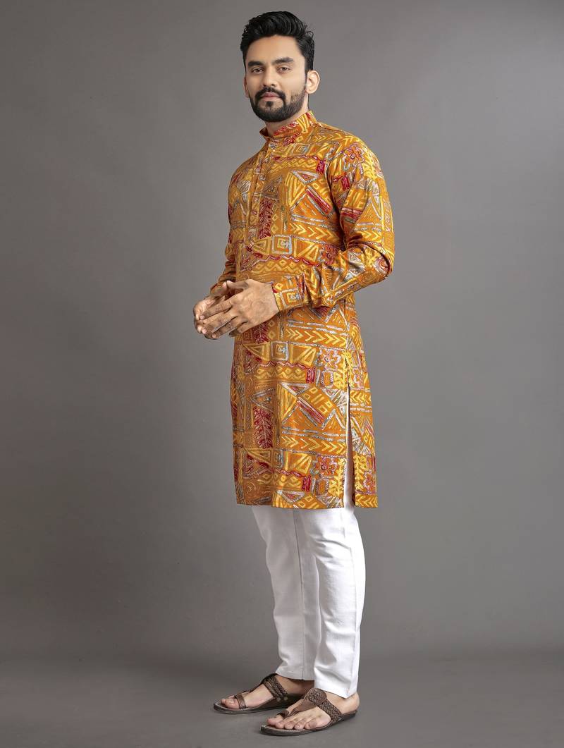 Multicolor printed cotton straight kurta