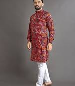 Multicolor printed cotton straight kurta