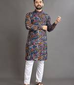 Multicolor printed cotton straight kurta
