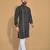 Black printed cotton straight kurta