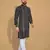 Black printed cotton straight kurta