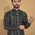 Black printed cotton straight kurta
