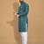 Teal printed cotton straight kurta