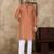 Orange linen silk straight kurta