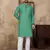 Rama green linen silk straight kurta