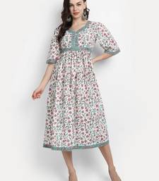 White Floral Printed Kurta