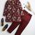 Boys maroon velvet floral vine embroidered sherwani & trousers set with necklace