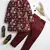 Boys maroon velvet floral vine embroidered sherwani & trousers set with necklace