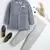 Boys silver grey velvet diamond motifs embroidered sequined sherwani & trousers set with necklace