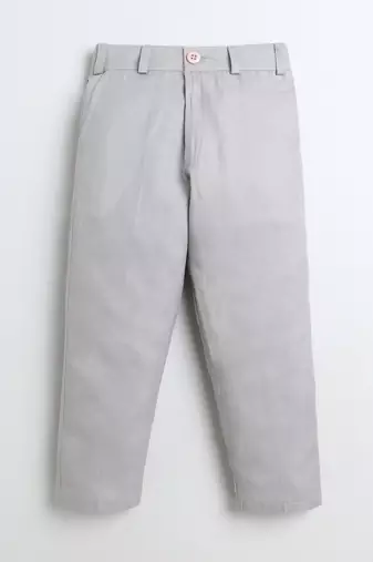 Boys silver grey velvet diamond motifs embroidered sequined sherwani & trousers set with necklace