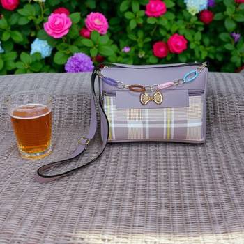 Grey Check Sling Bag for Women Stylish Crossbody Chain Handbag 1