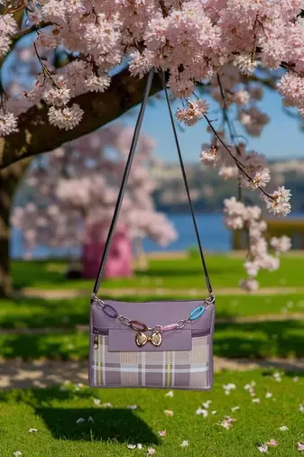 Grey Check Sling Bag for Women Stylish Crossbody Chain Handbag