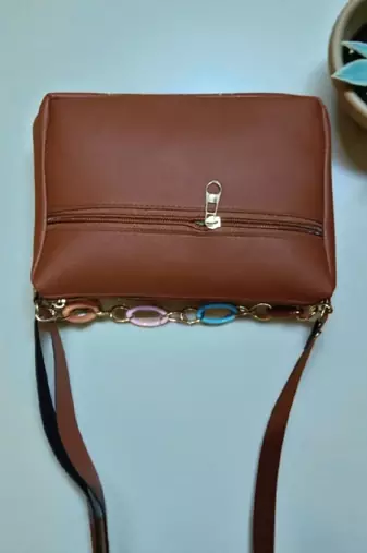 Brown Check Sling Bag for Women Stylish Crossbody Bow Chain Bag