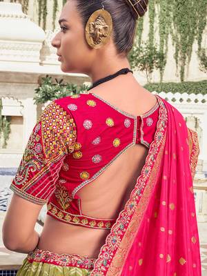 green embroidered organza lehenga set choli with dupatta 4