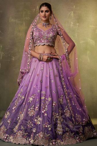 Purple Tissue Sequins embroidery Lehenga Choli With Dupatta