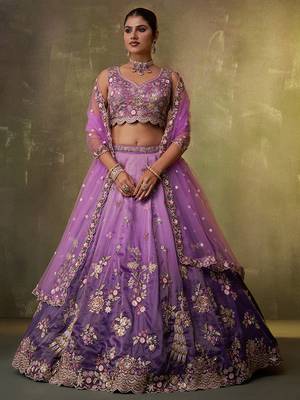 Purple Tissue Sequins embroidery Lehenga Choli With Dupatta 4