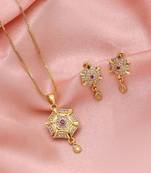 Gold color fashion chain pendant with earring