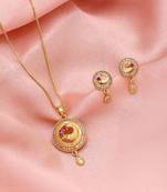 Gold color fashion chain pendant with earring