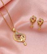 Gold color fashion chain pendant with earring