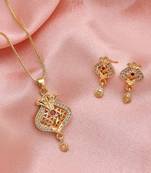 Gold color fashion chain pendant with earring