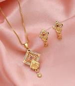 Gold color fashion chain pendant with earring