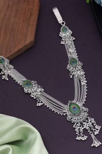 Multi color peacock feather kamarband