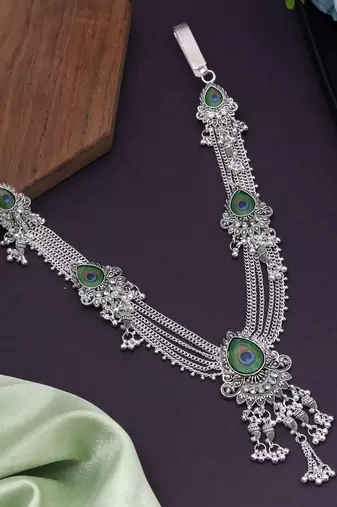 Multi color peacock feather kamarband