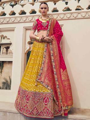 yellow embroidered organza lehenga set choli with dupatta 1