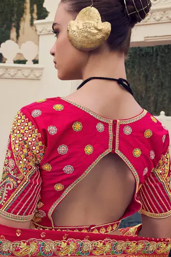 yellow embroidered organza lehenga set choli with dupatta