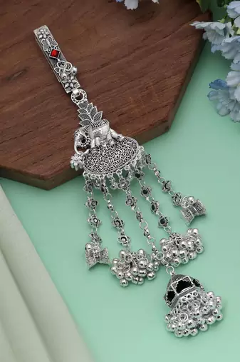 Maroon & green color oxidised kamar juda