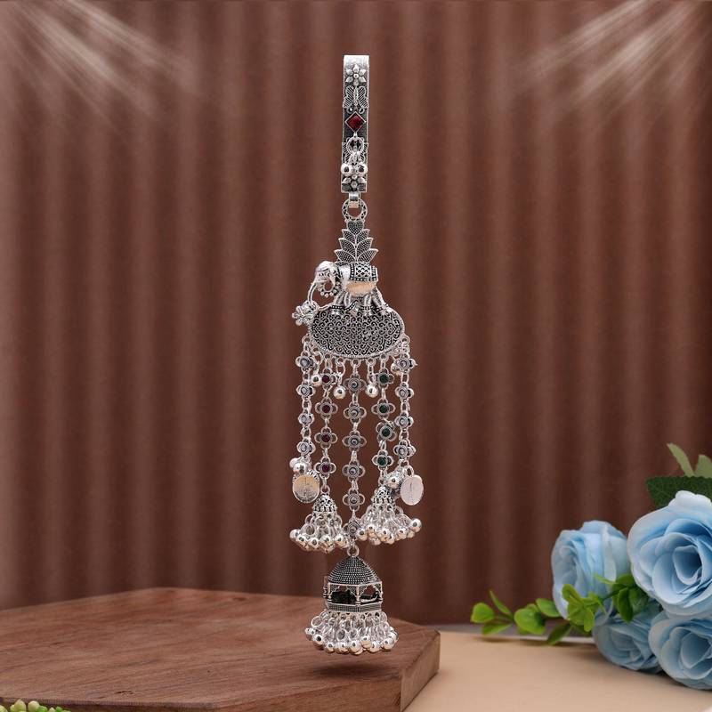 Maroon & green color oxidised kamar juda