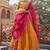  mustard embroidered tissue lehenga set choli with dupatta