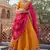  mustard embroidered tissue lehenga set choli with dupatta