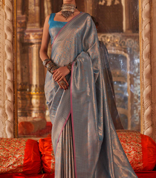 Silk Blend Saree with Golden Zari Weaving For Women