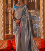 Silk Blend Saree with Golden Zari Weaving For Women