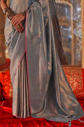 Silk Blend Saree with Golden Zari Weaving For Women