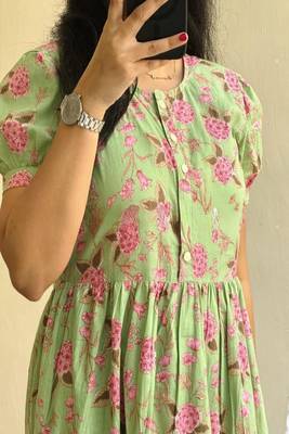  floral printed round neck ethnic dress 2