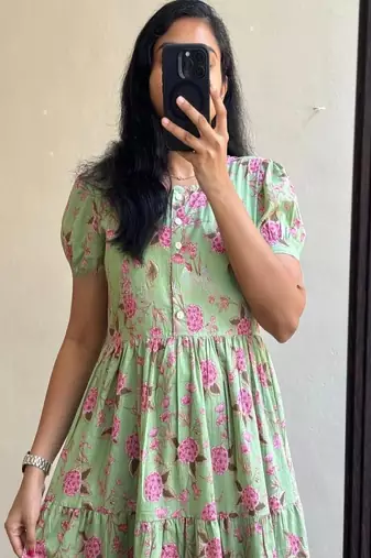 floral printed round neck ethnic dress
