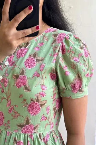 floral printed round neck ethnic dress
