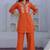 Orange Floral embroidered collar neck pure cotton co-ord set