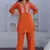 Orange Floral embroidered collar neck pure cotton co-ord set