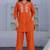 Orange Floral embroidered collar neck pure cotton co-ord set