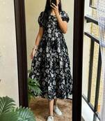 floral printed round neck ethnic dress