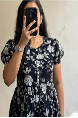 floral printed round neck ethnic dress 2