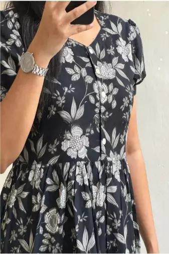 floral printed round neck ethnic dress