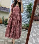 floral printed round neck ethnic dress