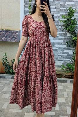 floral printed round neck ethnic dress 2