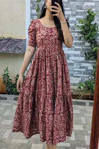 floral printed round neck ethnic dress