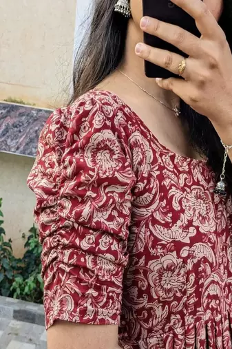 floral printed round neck ethnic dress